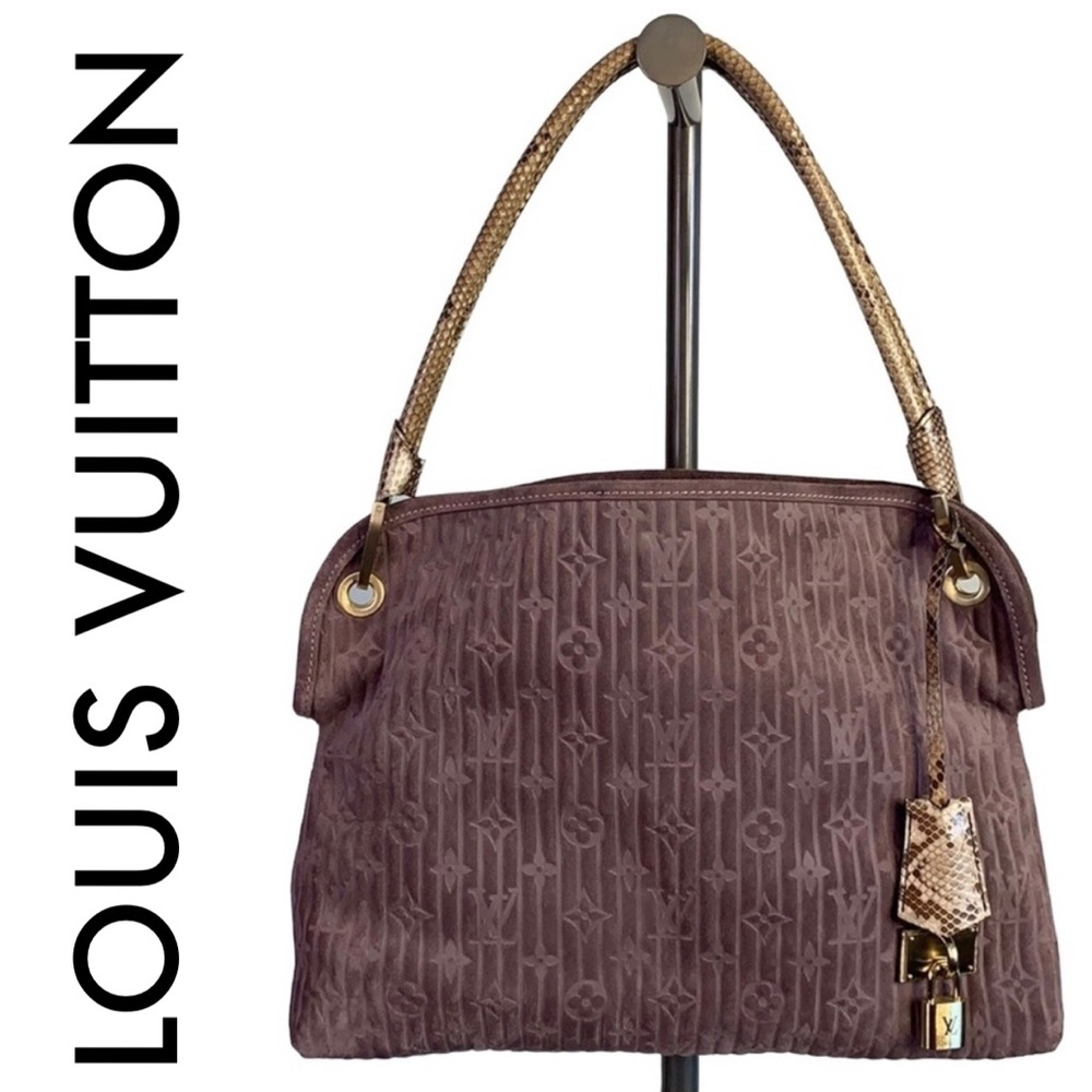LOUIS VUITTON PYTHON SUEDE NUBUCK SHOULDER BAG - Picture 1 of 16